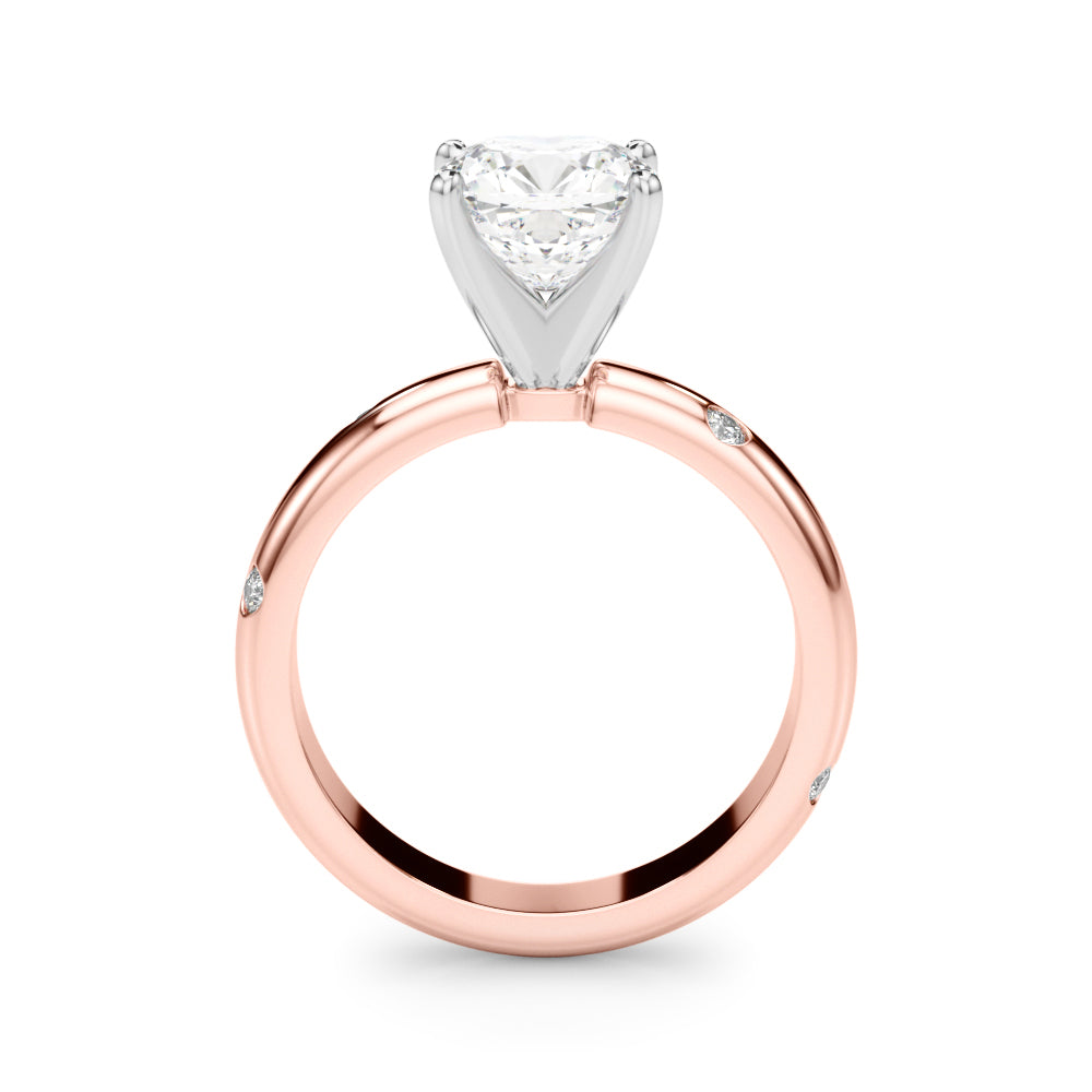 Lustrous Bands Straight Round Diamond Engagement Ring â€” 10K/14K Gold & Platinum