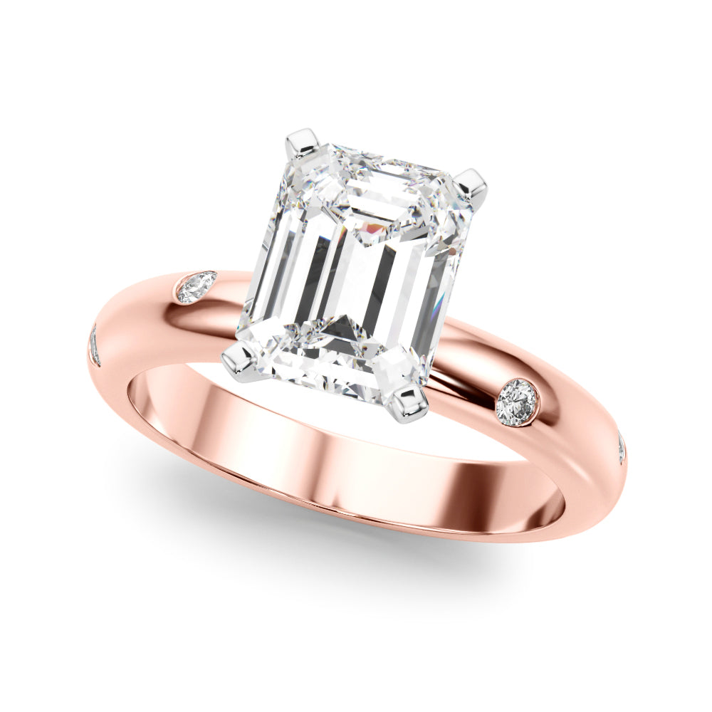 Lustrous Bands Straight Round Diamond Engagement Ring â€” 10K/14K Gold & Platinum