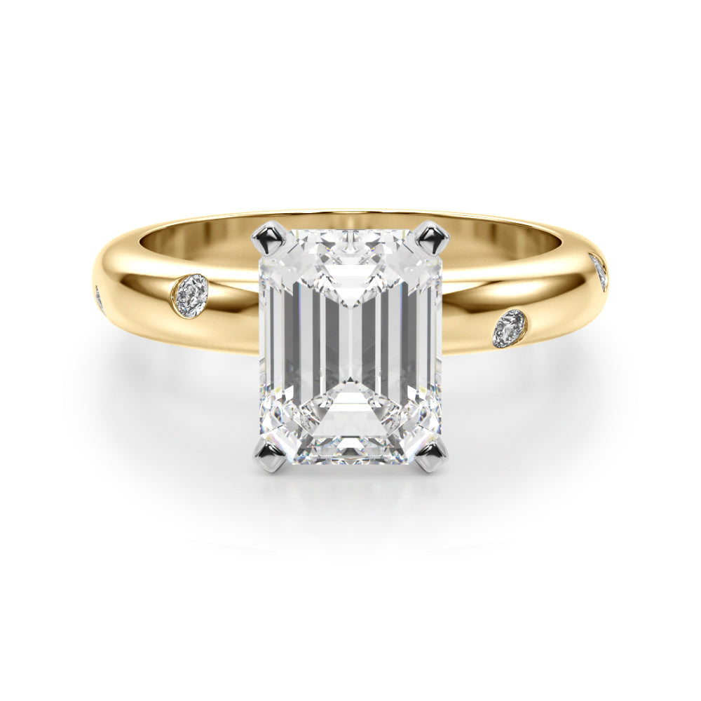 Lustrous Bands Straight Round Diamond Engagement Ring â€” 10K/14K Gold & Platinum