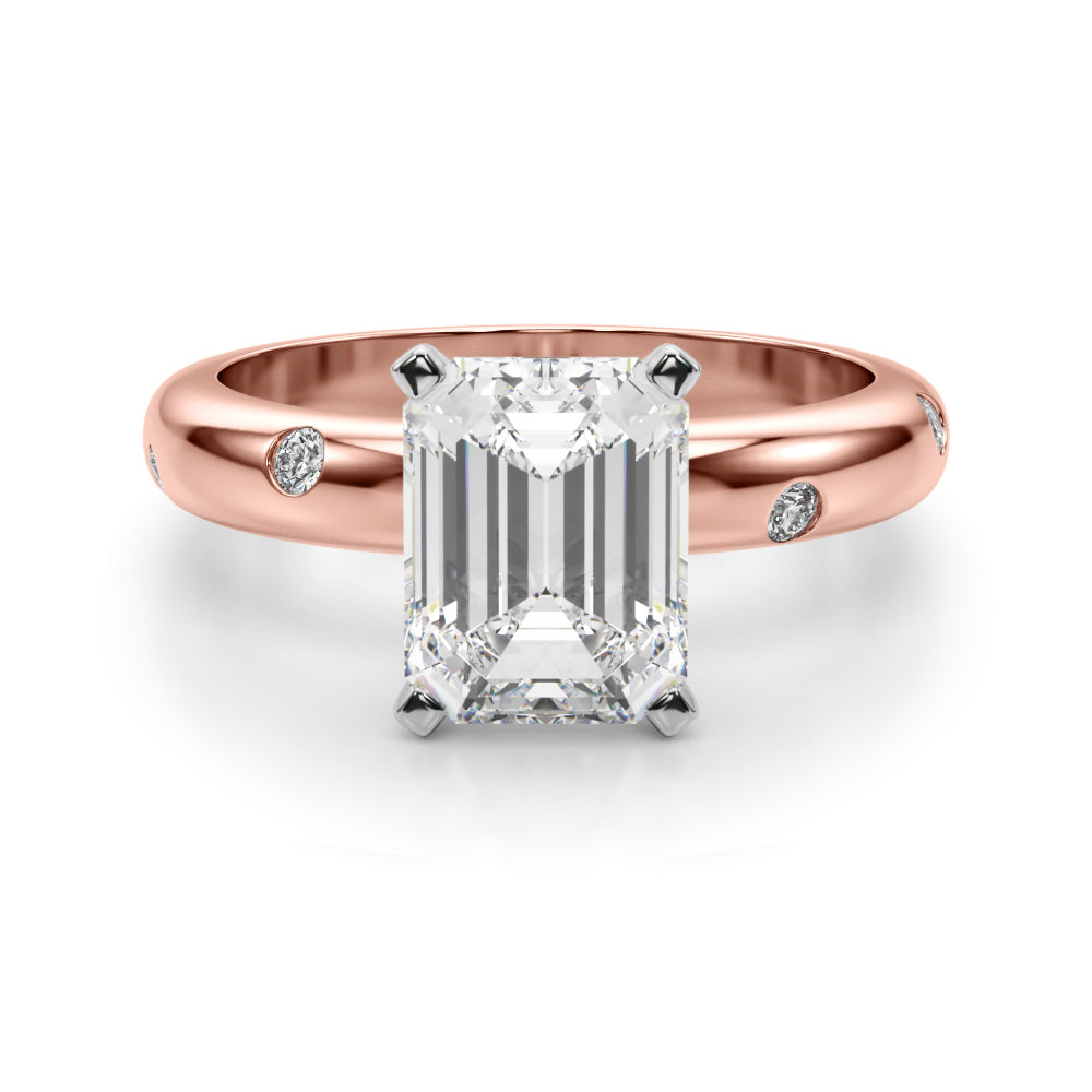 Lustrous Bands Straight Round Diamond Engagement Ring â€” 10K/14K Gold & Platinum