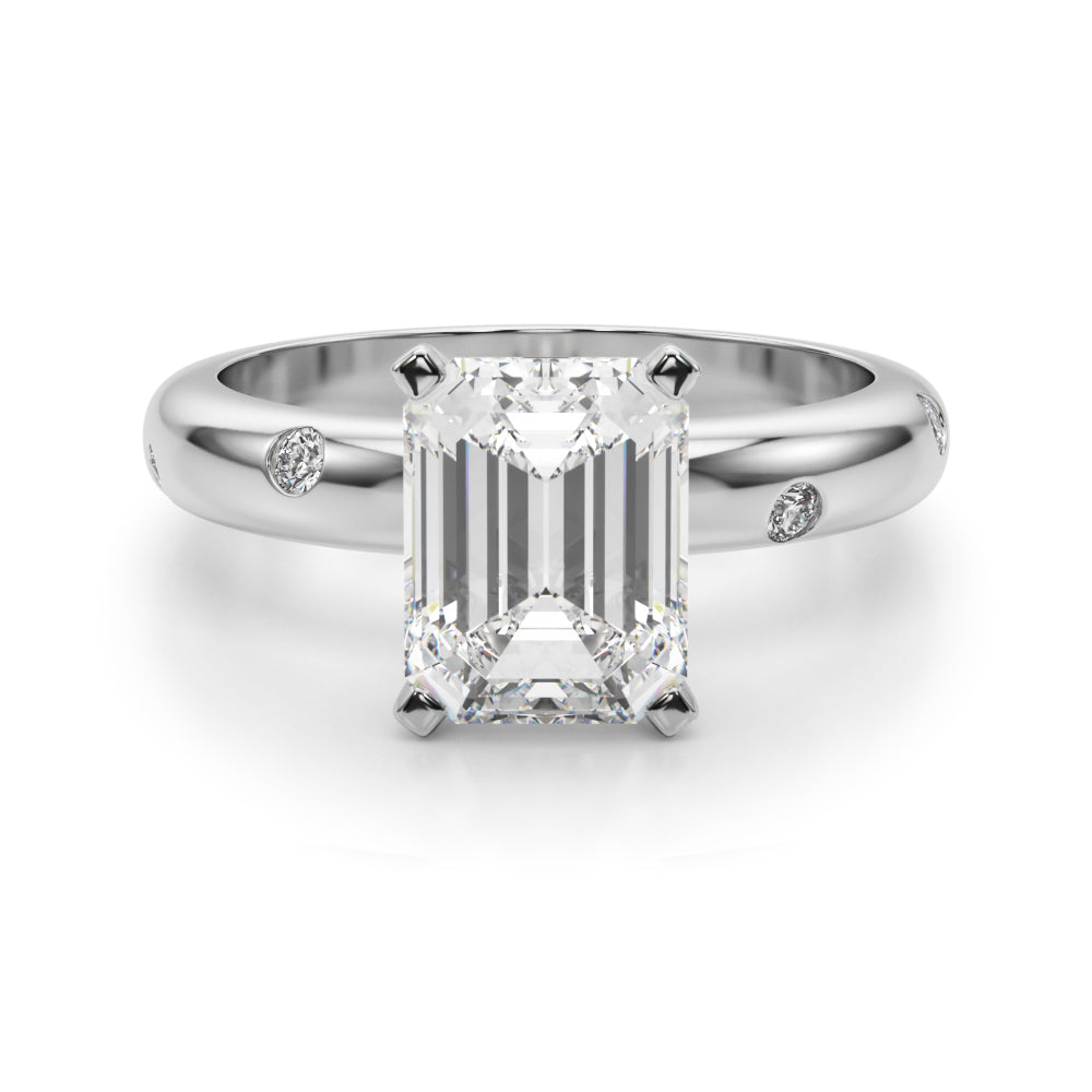 Lustrous Bands Straight Round Diamond Engagement Ring â€” 10K/14K Gold & Platinum