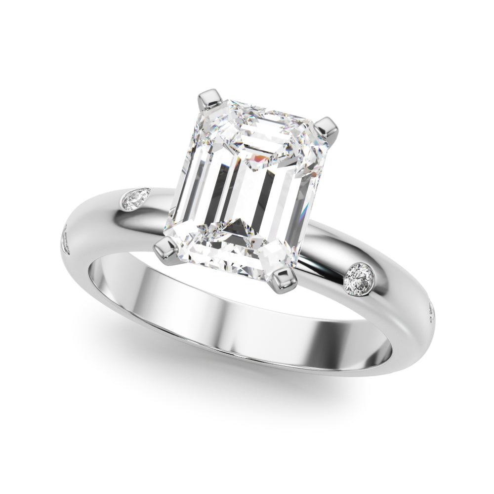 Lustrous Bands Straight Round Diamond Engagement Ring â€” 10K/14K Gold & Platinum