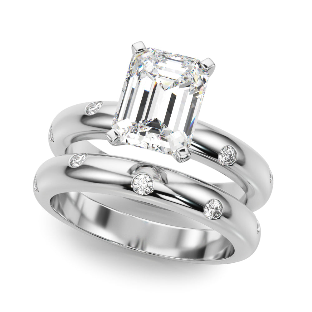 Lustrous Bands Straight Round Diamond Engagement Ring â€” 10K/14K Gold & Platinum
