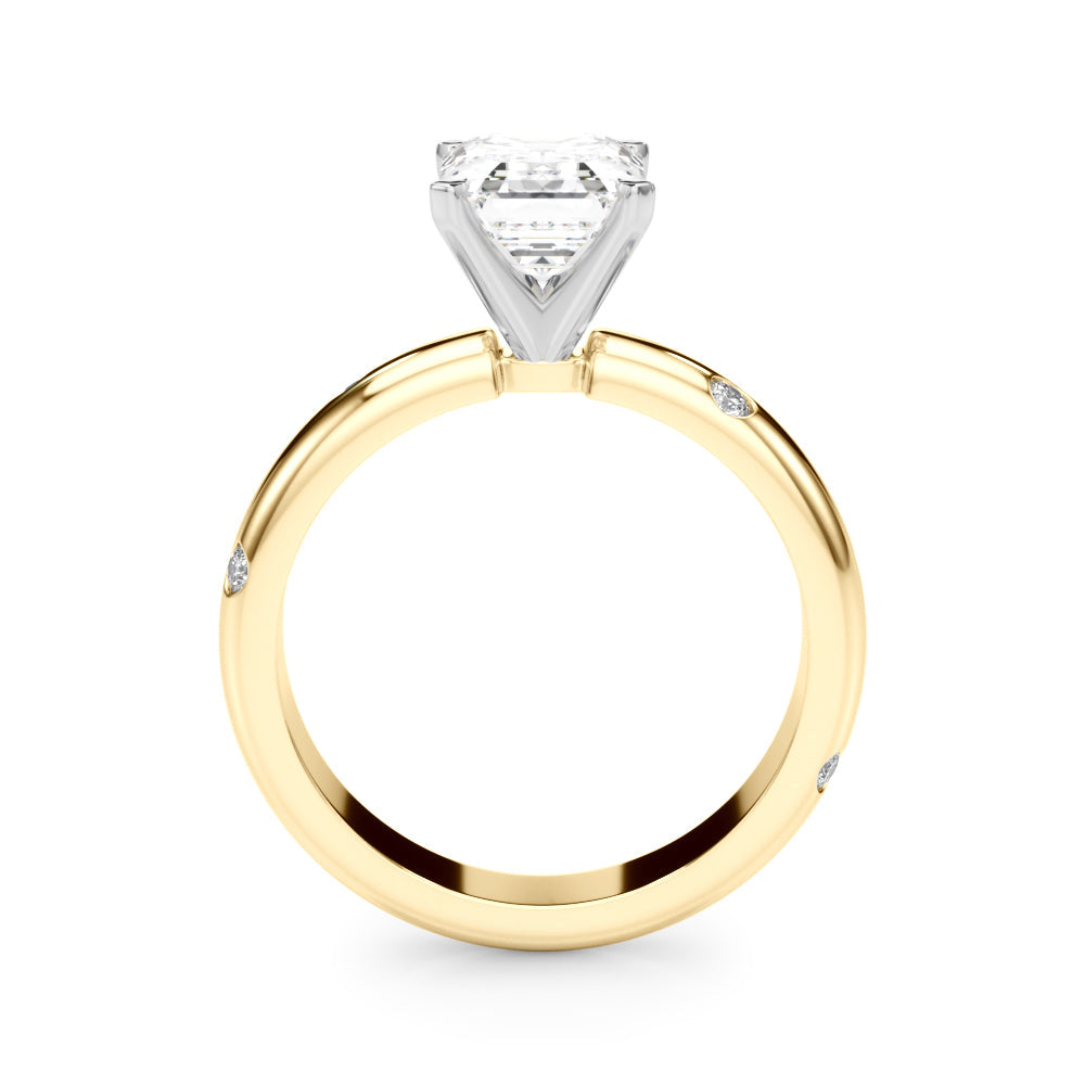 Lustrous Bands Straight Round Diamond Engagement Ring â€” 10K/14K Gold & Platinum