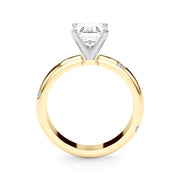 Lustrous Bands Straight Round Diamond Engagement Ring â€” 10K/14K Gold & Platinum