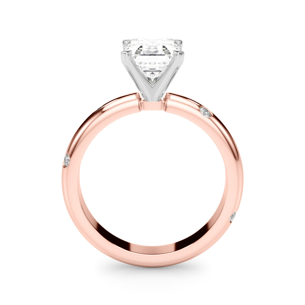 Lustrous Bands Straight Round Diamond Engagement Ring â€” 10K/14K Gold & Platinum