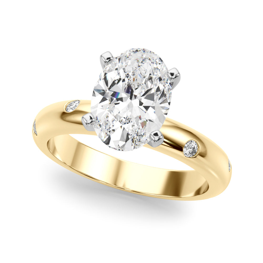 Lustrous Bands Straight Round Diamond Engagement Ring â€” 10K/14K Gold & Platinum