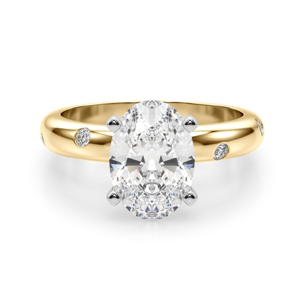 Lustrous Bands Straight Round Diamond Engagement Ring â€” 10K/14K Gold & Platinum