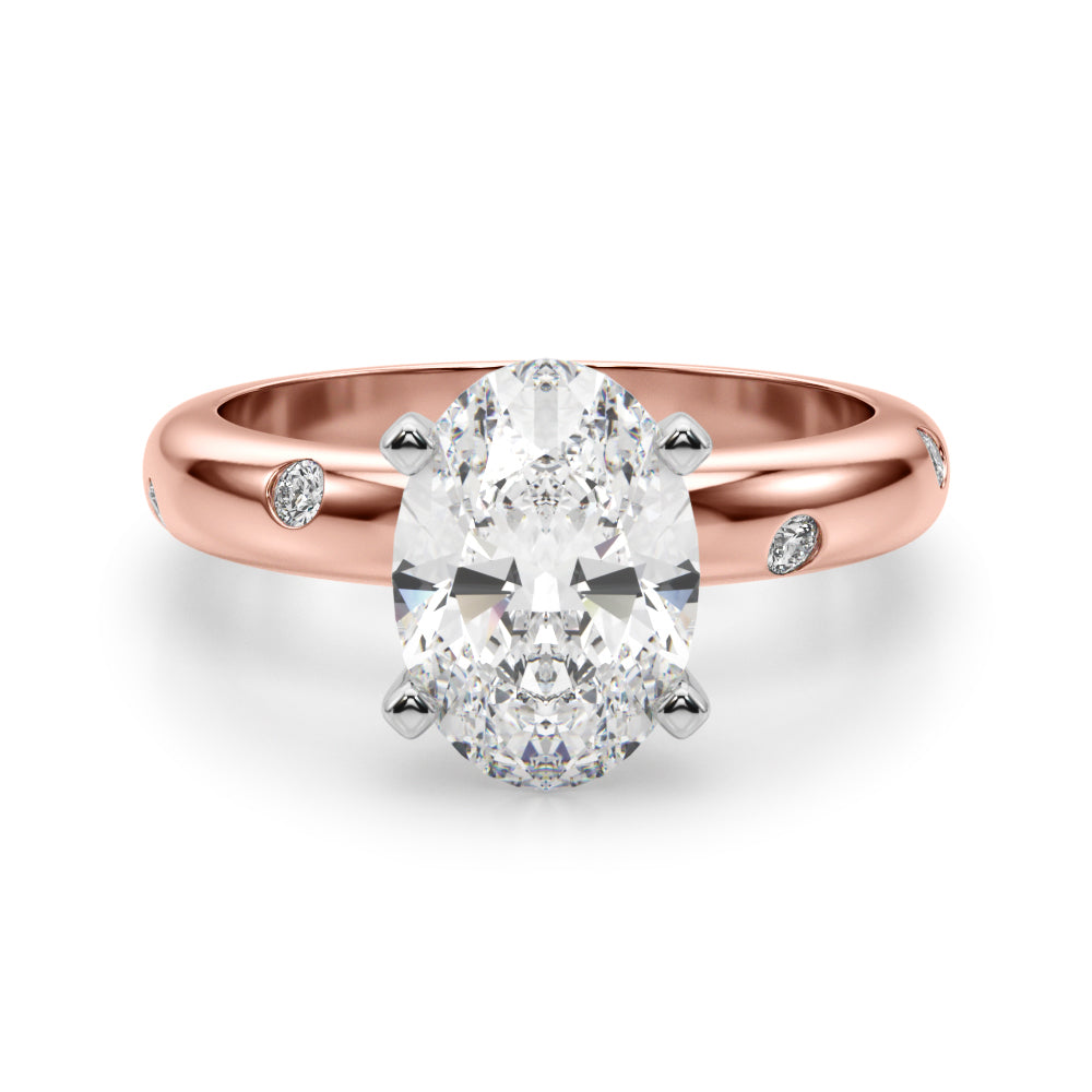 Lustrous Bands Straight Round Diamond Engagement Ring â€” 10K/14K Gold & Platinum