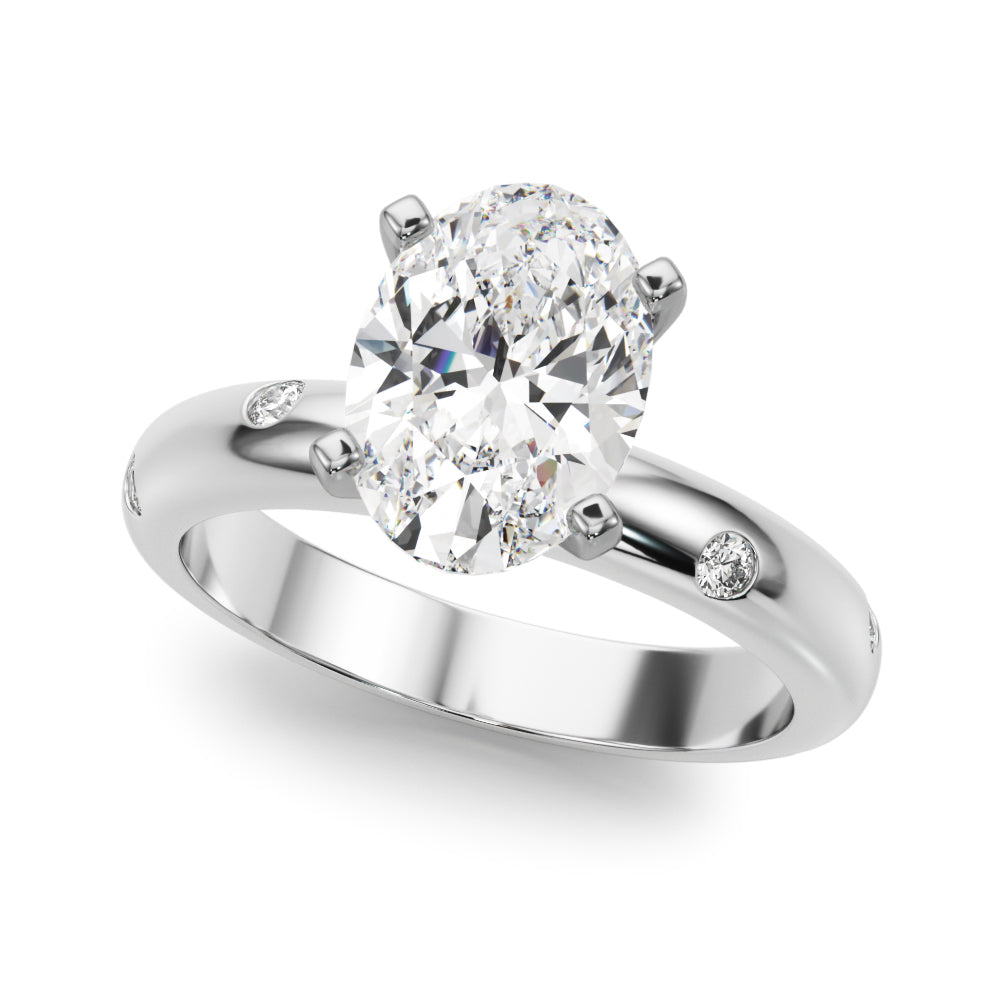Lustrous Bands Straight Round Diamond Engagement Ring â€” 10K/14K Gold & Platinum