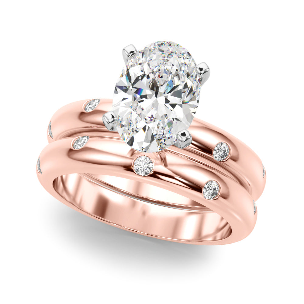 Lustrous Bands Straight Round Diamond Engagement Ring â€” 10K/14K Gold & Platinum