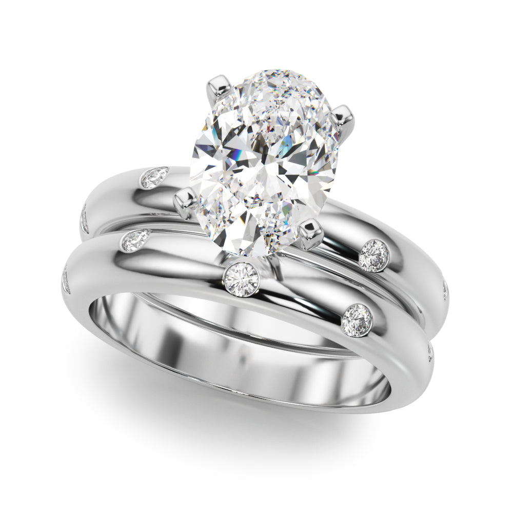 Lustrous Bands Straight Round Diamond Engagement Ring â€” 10K/14K Gold & Platinum