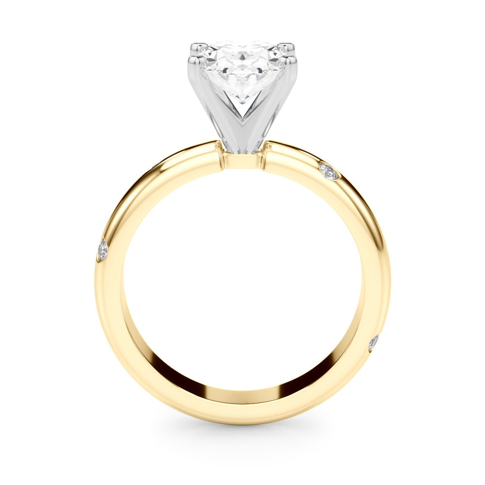 Lustrous Bands Straight Round Diamond Engagement Ring â€” 10K/14K Gold & Platinum