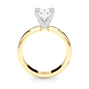 Lustrous Bands Straight Round Diamond Engagement Ring â€” 10K/14K Gold & Platinum