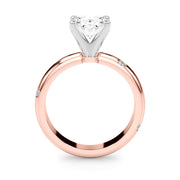 Lustrous Bands Straight Round Diamond Engagement Ring â€” 10K/14K Gold & Platinum