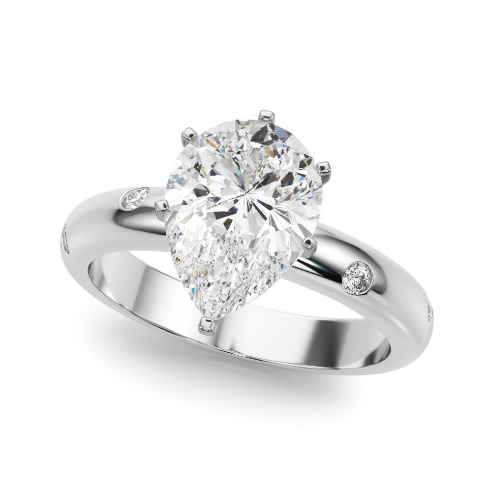 Lustrous Bands Straight Round Diamond Engagement Ring in 10K/14K gold and platinum with certified lab-grown or natural diamonds