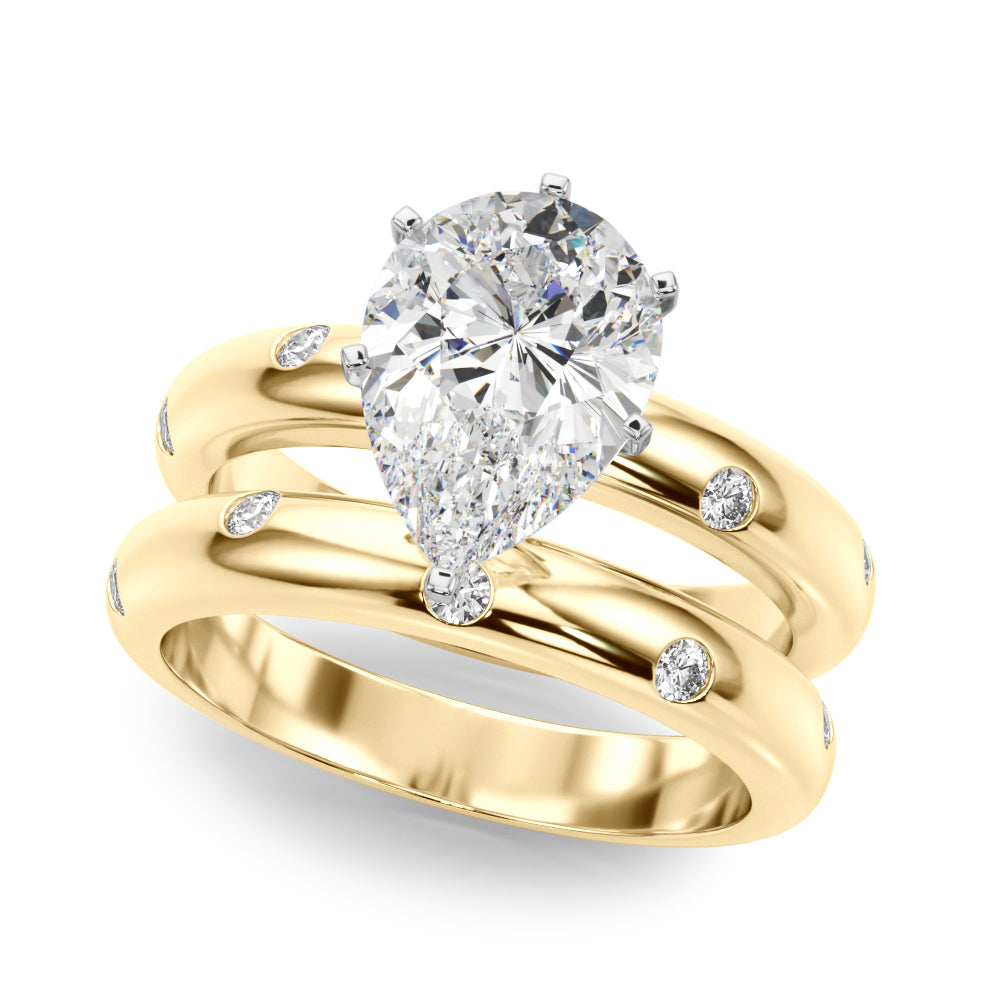 Lustrous Bands Straight Round Diamond Engagement Ring â€” 10K/14K Gold & Platinum