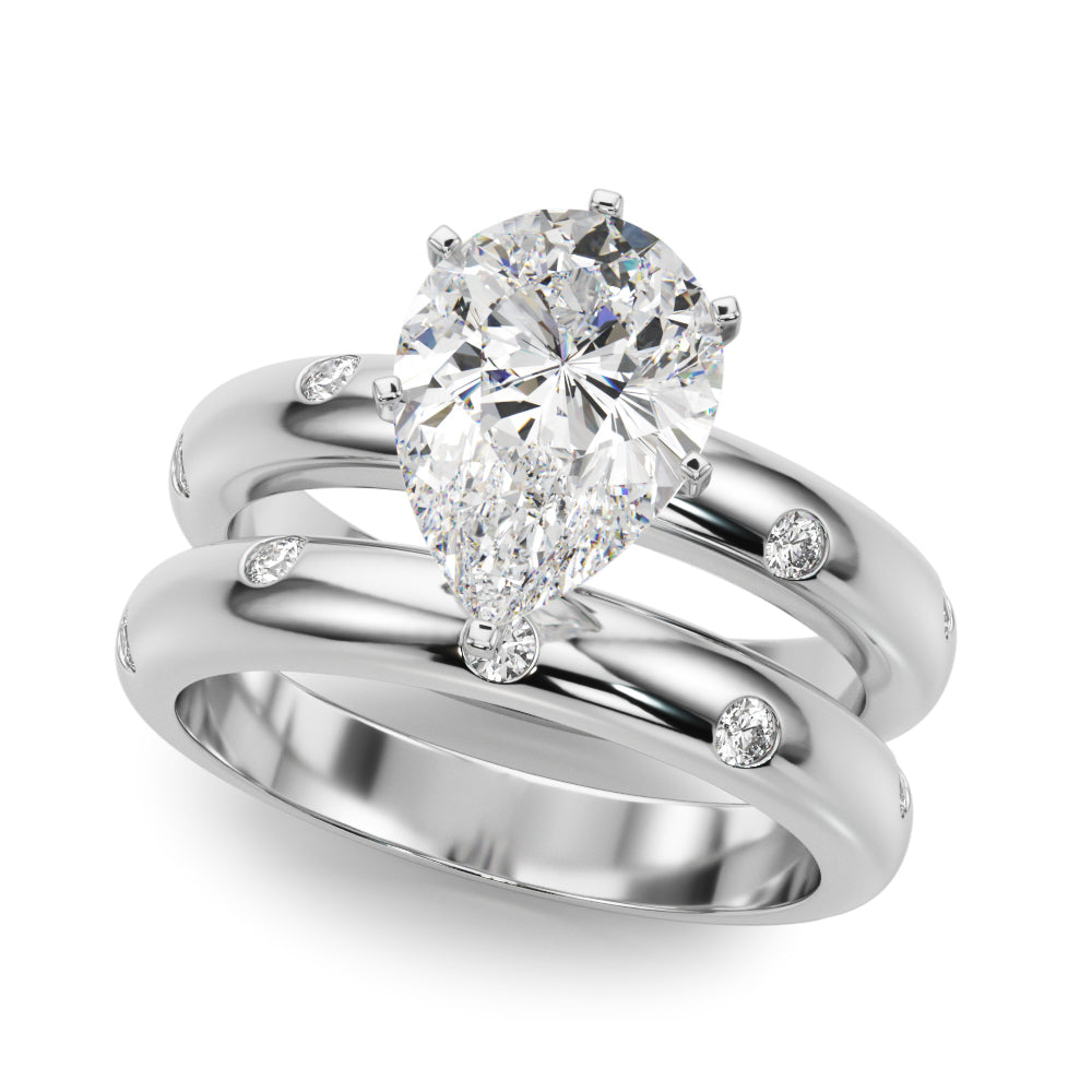 Lustrous Bands Straight Round Diamond Engagement Ring â€” 10K/14K Gold & Platinum