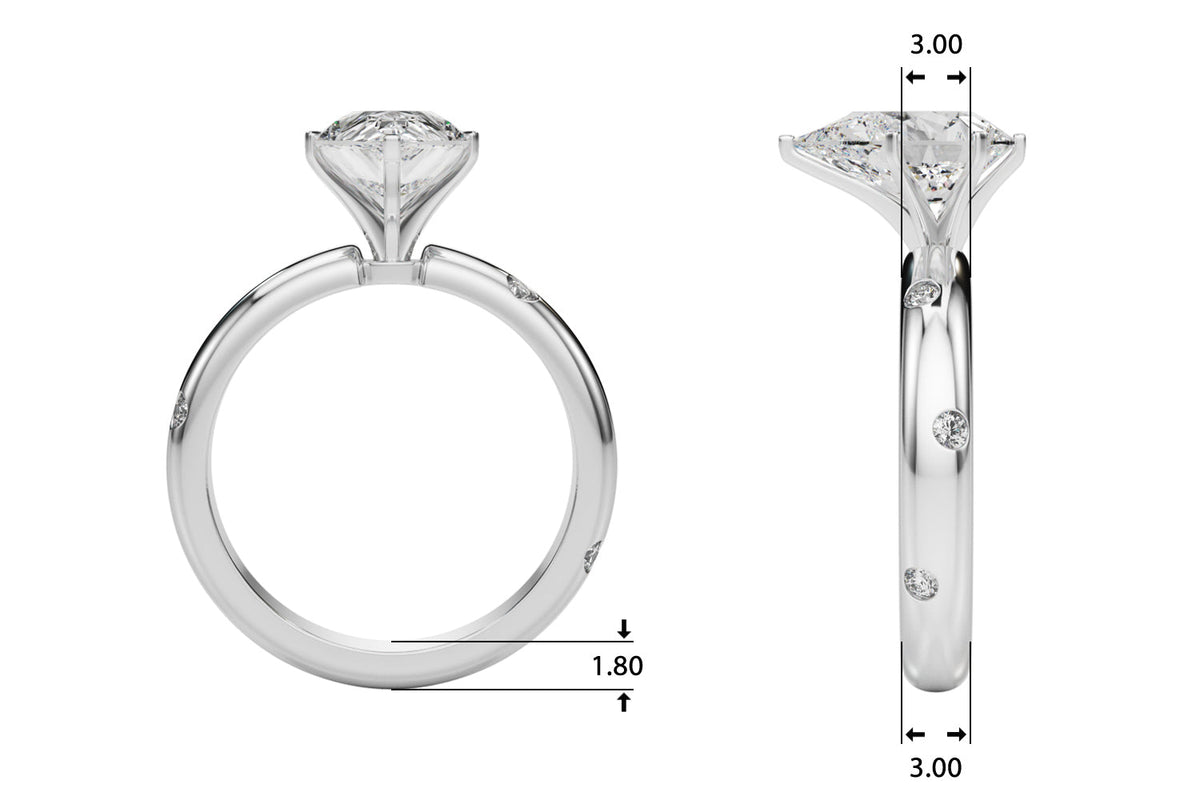 Lustrous Bands Straight Round Diamond Engagement Ring â€” 10K/14K Gold & Platinum
