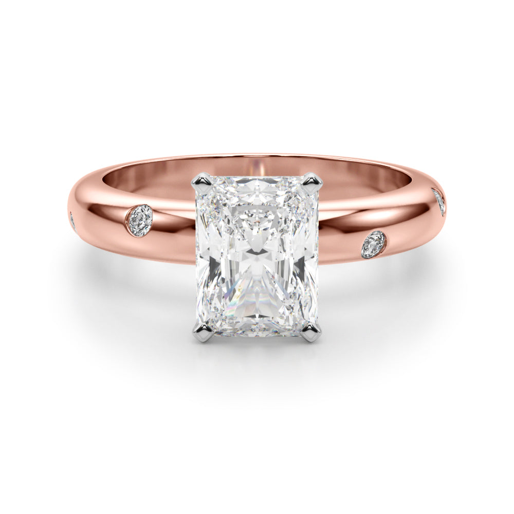 Lustrous Bands Straight Round Diamond Engagement Ring â€” 10K/14K Gold & Platinum