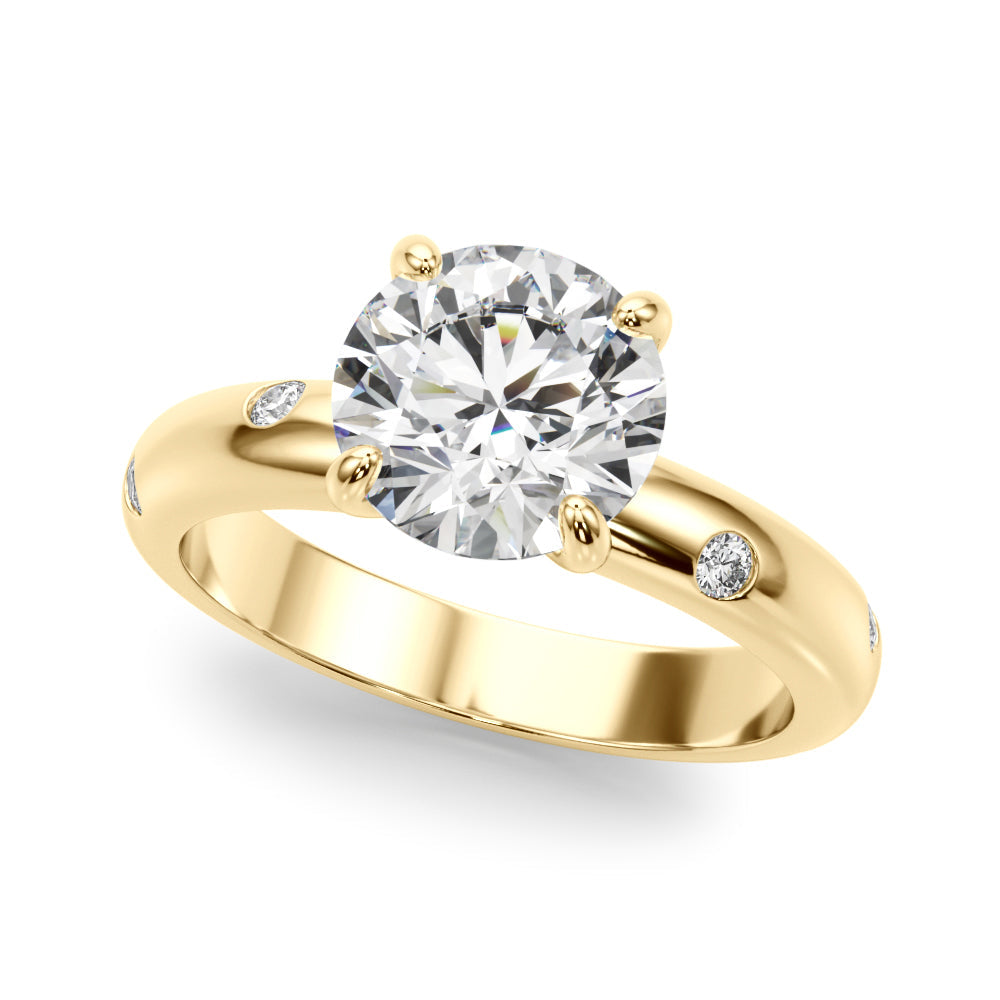 Opulent Bands Straight Round Diamond Engagement Ring in 10K/14K gold and platinum with certified lab-grown or natural diamonds
