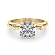 Opulent Bands Straight Round Diamond Engagement Ring â€” 10K/14K Gold & Platinum