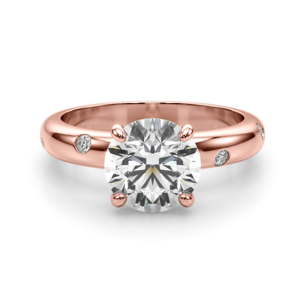 Opulent Bands Straight Round Diamond Engagement Ring â€” 10K/14K Gold & Platinum