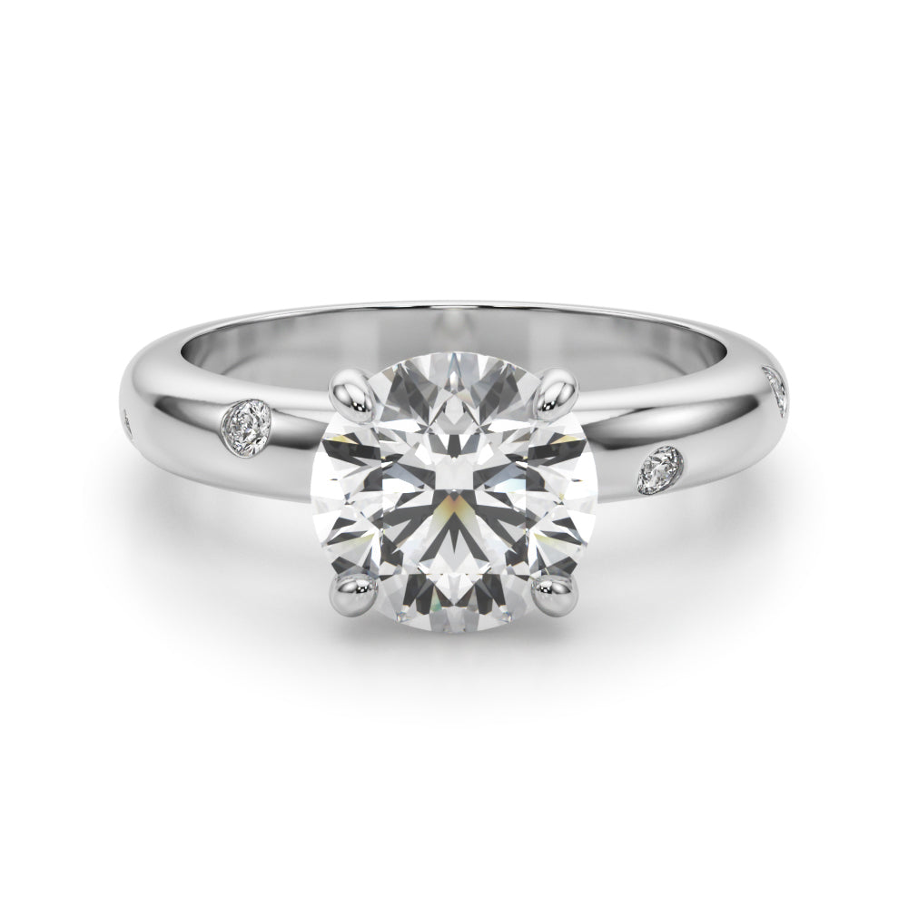 Opulent Bands Straight Round Diamond Engagement Ring â€” 10K/14K Gold & Platinum