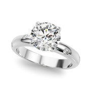 Opulent Bands Straight Round Diamond Engagement Ring â€” 10K/14K Gold & Platinum
