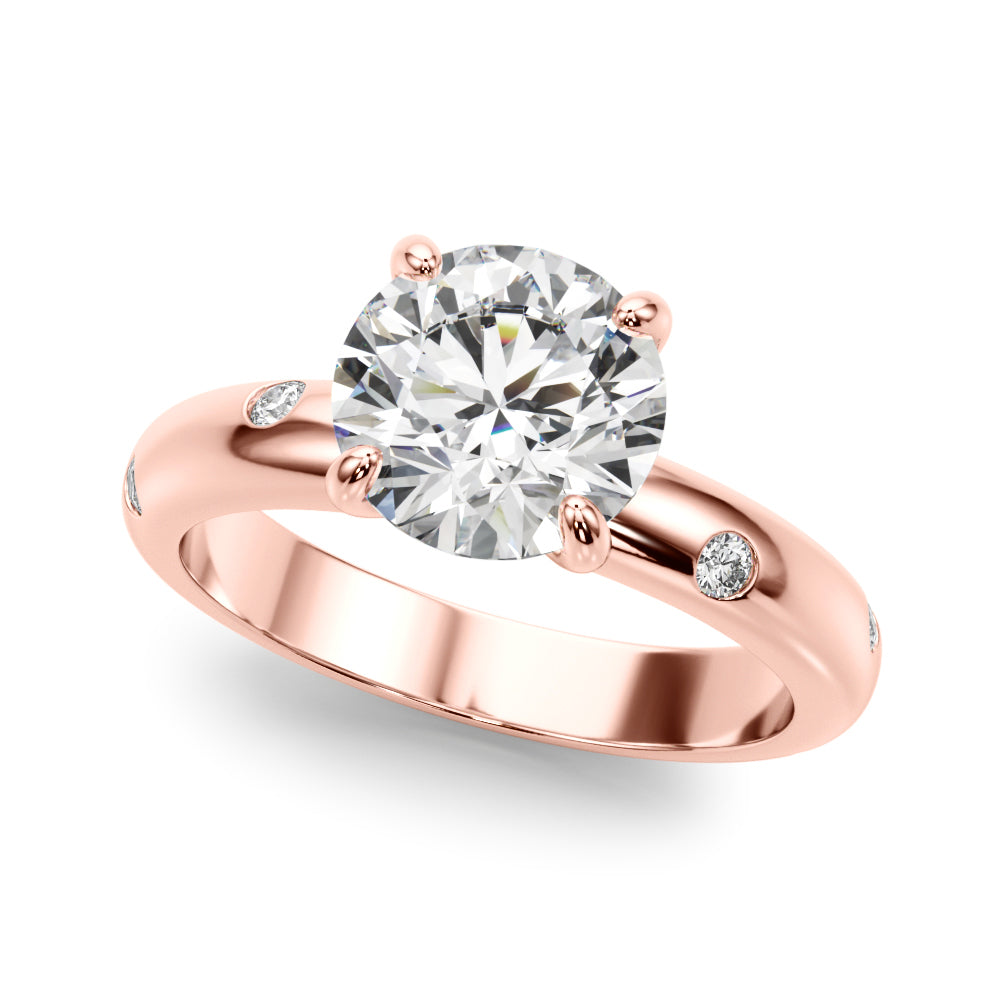 Opulent Bands Straight Round Diamond Engagement Ring â€” 10K/14K Gold & Platinum