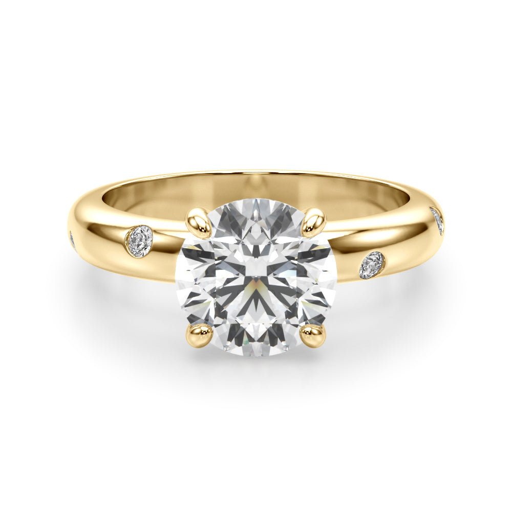 Opulent Bands Straight Round Diamond Engagement Ring â€” 10K/14K Gold & Platinum