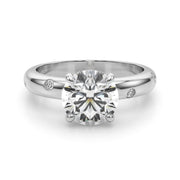 Opulent Bands Straight Round Diamond Engagement Ring â€” 10K/14K Gold & Platinum