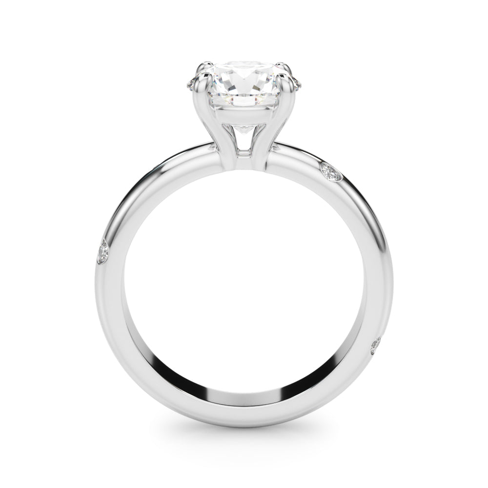 Opulent Bands Straight Round Diamond Engagement Ring â€” 10K/14K Gold & Platinum
