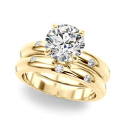 Opulent Bands Straight Round Diamond Engagement Ring â€” 10K/14K Gold & Platinum