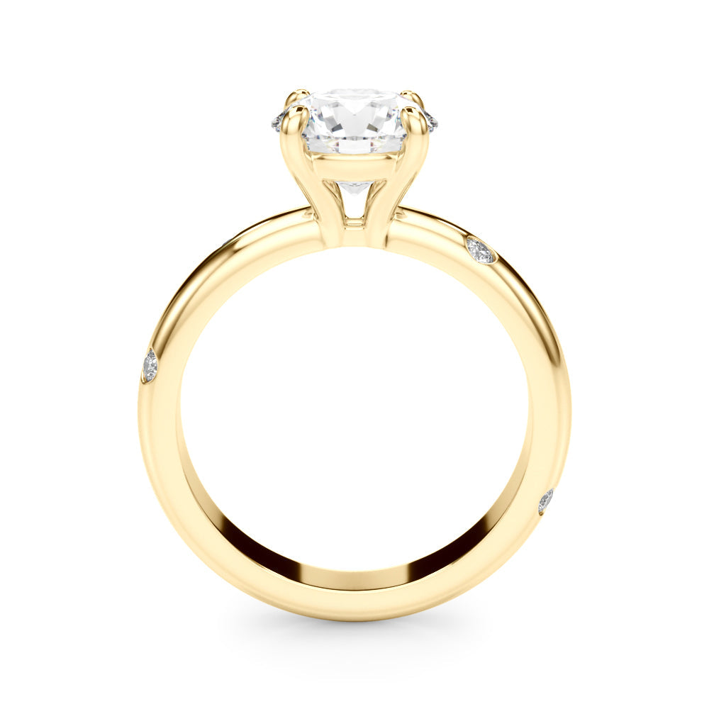 Opulent Bands Straight Round Diamond Engagement Ring â€” 10K/14K Gold & Platinum