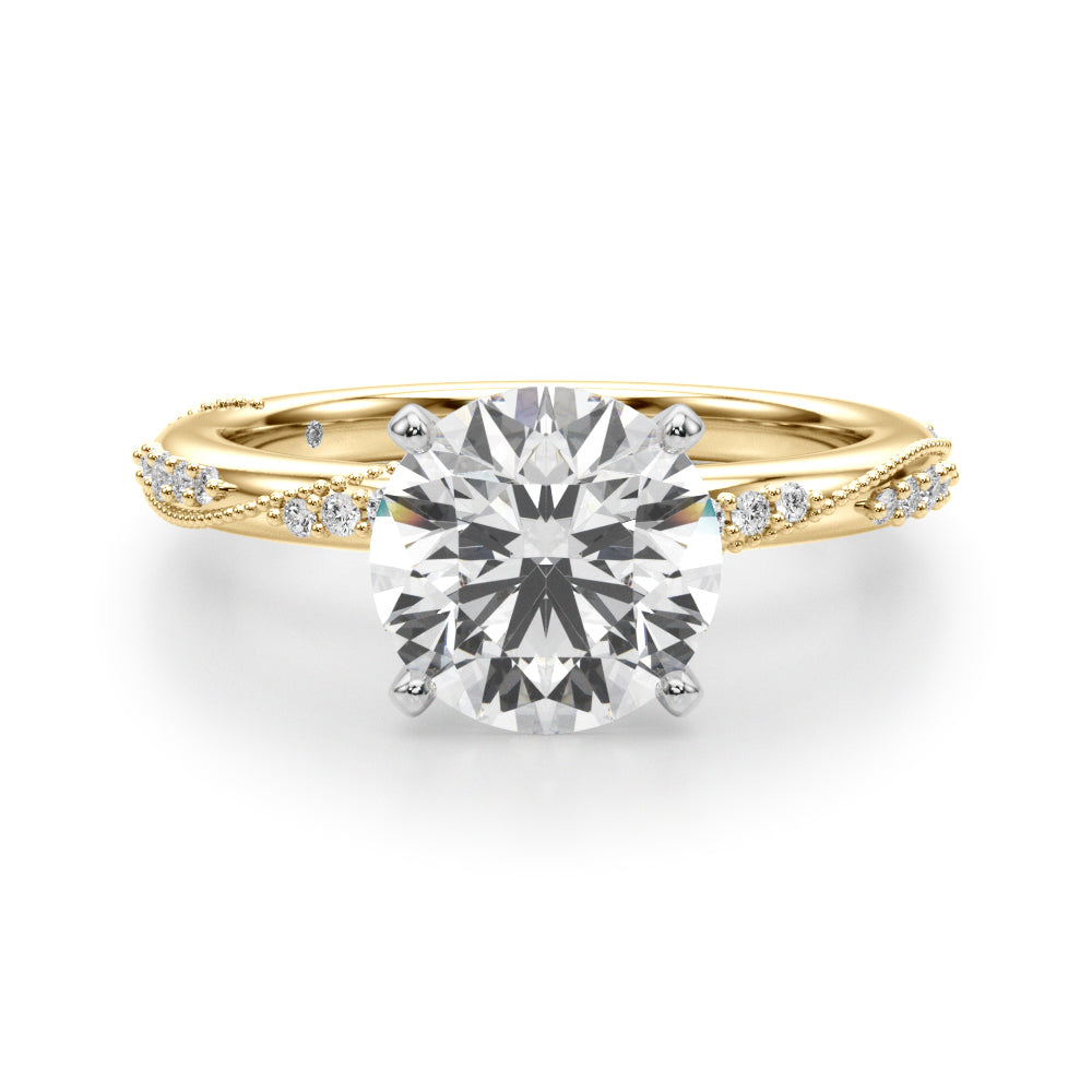 Celestial Sidestone Round Diamond Engagement Ring in 10K/14K gold and platinum with certified lab-grown or natural diamonds