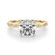 Celestial Sidestone Round Diamond Engagement Ring in 10K/14K gold and platinum with certified lab-grown or natural diamonds