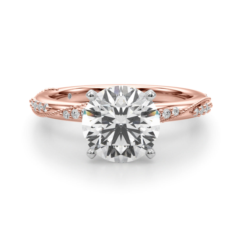 Celestial Sidestone Round Diamond Engagement Ring in 10K/14K gold and platinum with certified lab-grown or natural diamonds