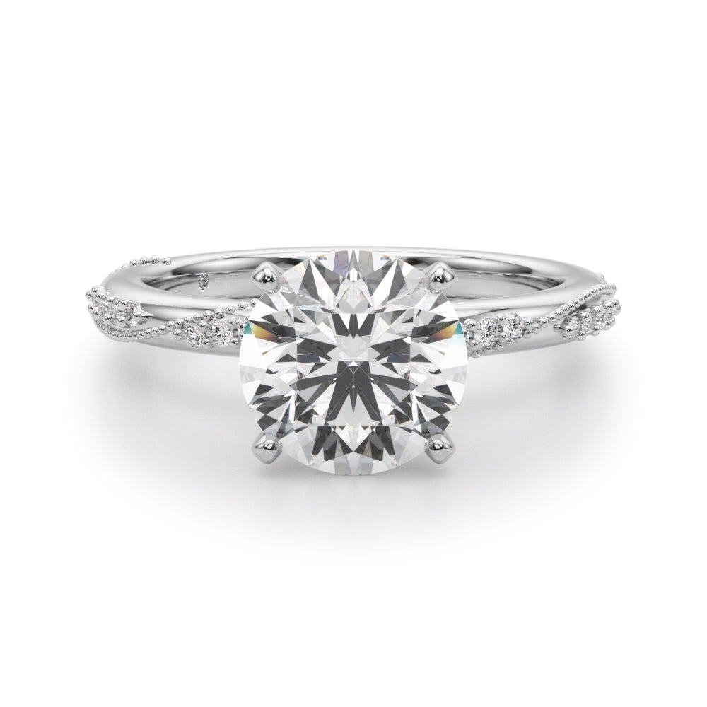 Celestial Sidestone Round Diamond Engagement Ring in 10K/14K gold and platinum with certified lab-grown or natural diamonds