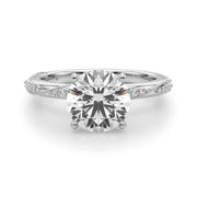 Celestial Sidestone Round Diamond Engagement Ring in 10K/14K gold and platinum with certified lab-grown or natural diamonds