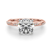 Celestial Sidestone Round Diamond Engagement Ring in 10K/14K gold and platinum with certified lab-grown or natural diamonds