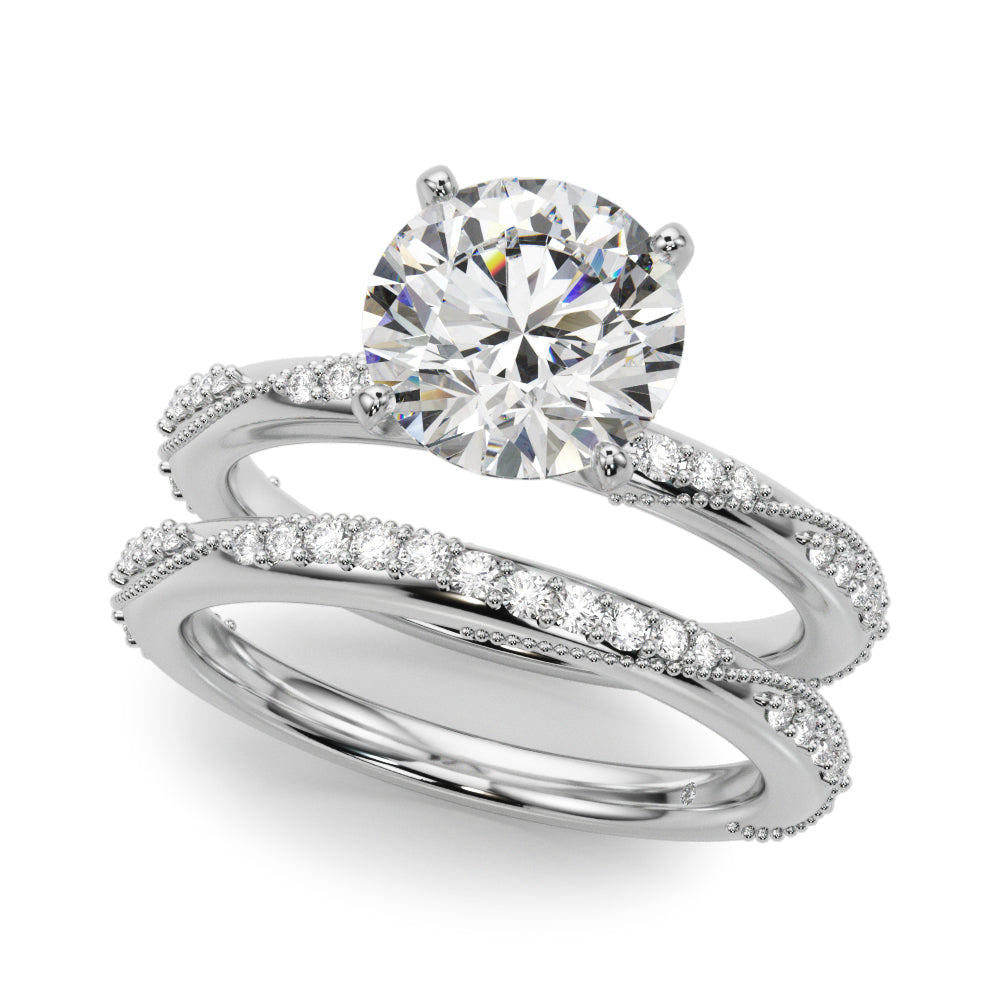 Celestial Sidestone Round Diamond Engagement Ring in 10K/14K gold and platinum with certified lab-grown or natural diamonds