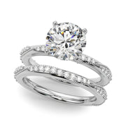 Celestial Sidestone Round Diamond Engagement Ring in 10K/14K gold and platinum with certified lab-grown or natural diamonds