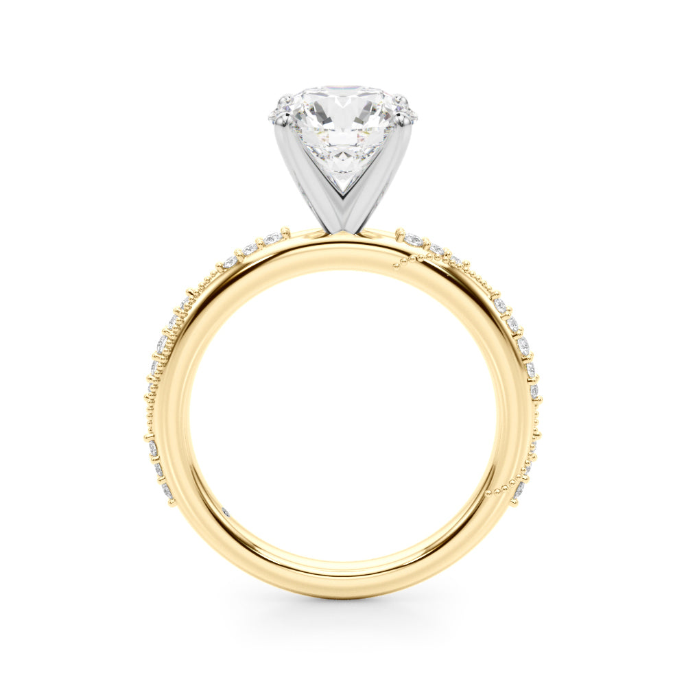 Celestial Sidestone Round Diamond Engagement Ring in 10K/14K gold and platinum with certified lab-grown or natural diamonds