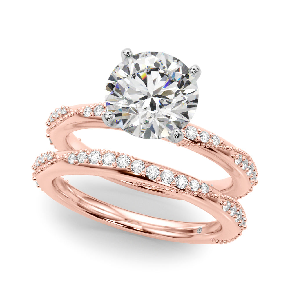 Celestial Sidestone Round Diamond Engagement Ring in 10K/14K gold and platinum with certified lab-grown or natural diamonds