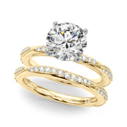 Celestial Sidestone Round Diamond Engagement Ring in 10K/14K gold and platinum with certified lab-grown or natural diamonds