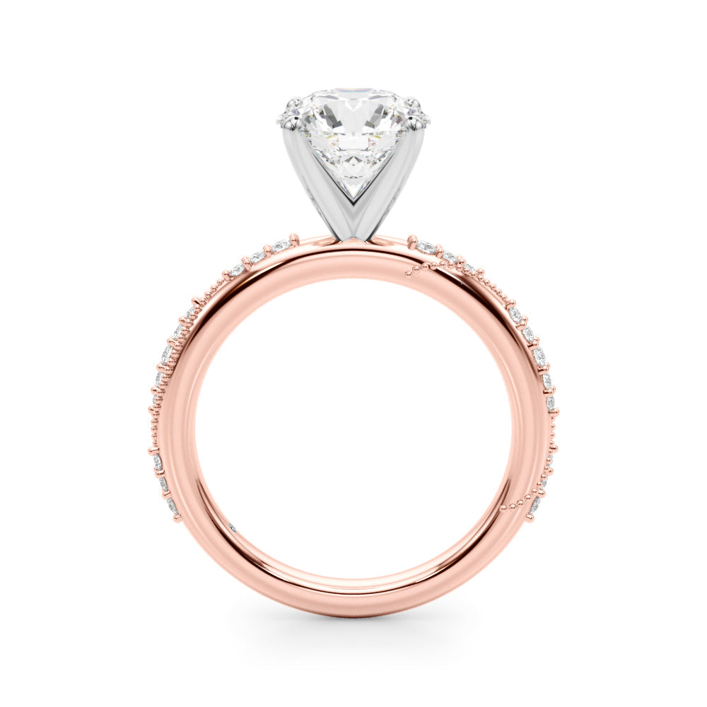 Celestial Sidestone Round Diamond Engagement Ring in 10K/14K gold and platinum with certified lab-grown or natural diamonds