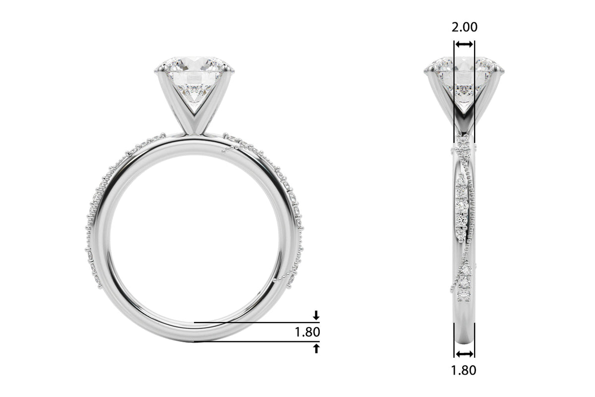 Celestial Sidestone Round Diamond Engagement Ring in 10K/14K gold and platinum with certified lab-grown or natural diamonds