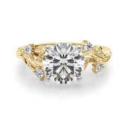 Crowned Center Round Diamond Engagement Ring â€” 10K/14K Gold & Platinum