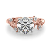 Crowned Center Round Diamond Engagement Ring â€” 10K/14K Gold & Platinum